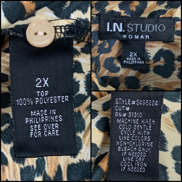 I.N. Studio Animal Print Button Down Blouse - Picture 5 of 5